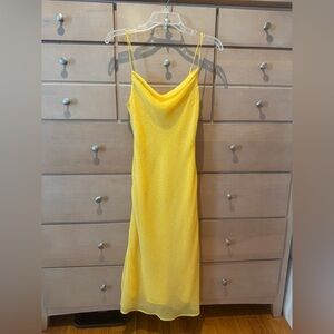 Urban Outfitters Ava Yellow Polka Dot Cowl Neck Slip Maxi Dress Size XS